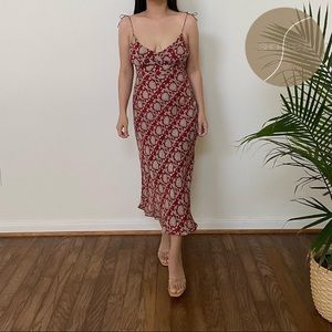 Gorgeous vintage 100% silk tie strap empire waist slip dress